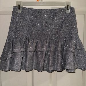 Silver glitter ruffled skirt